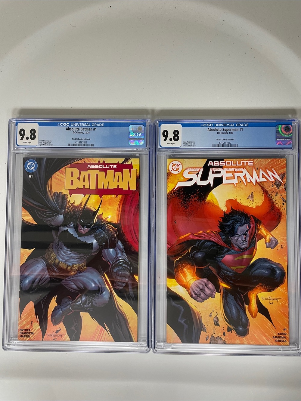 Absolute Batman & Absolute Superman #1 - CGC 9.8 - Tyler Kirkham variant covers